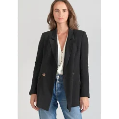 Veste blazer Bek noire en coton