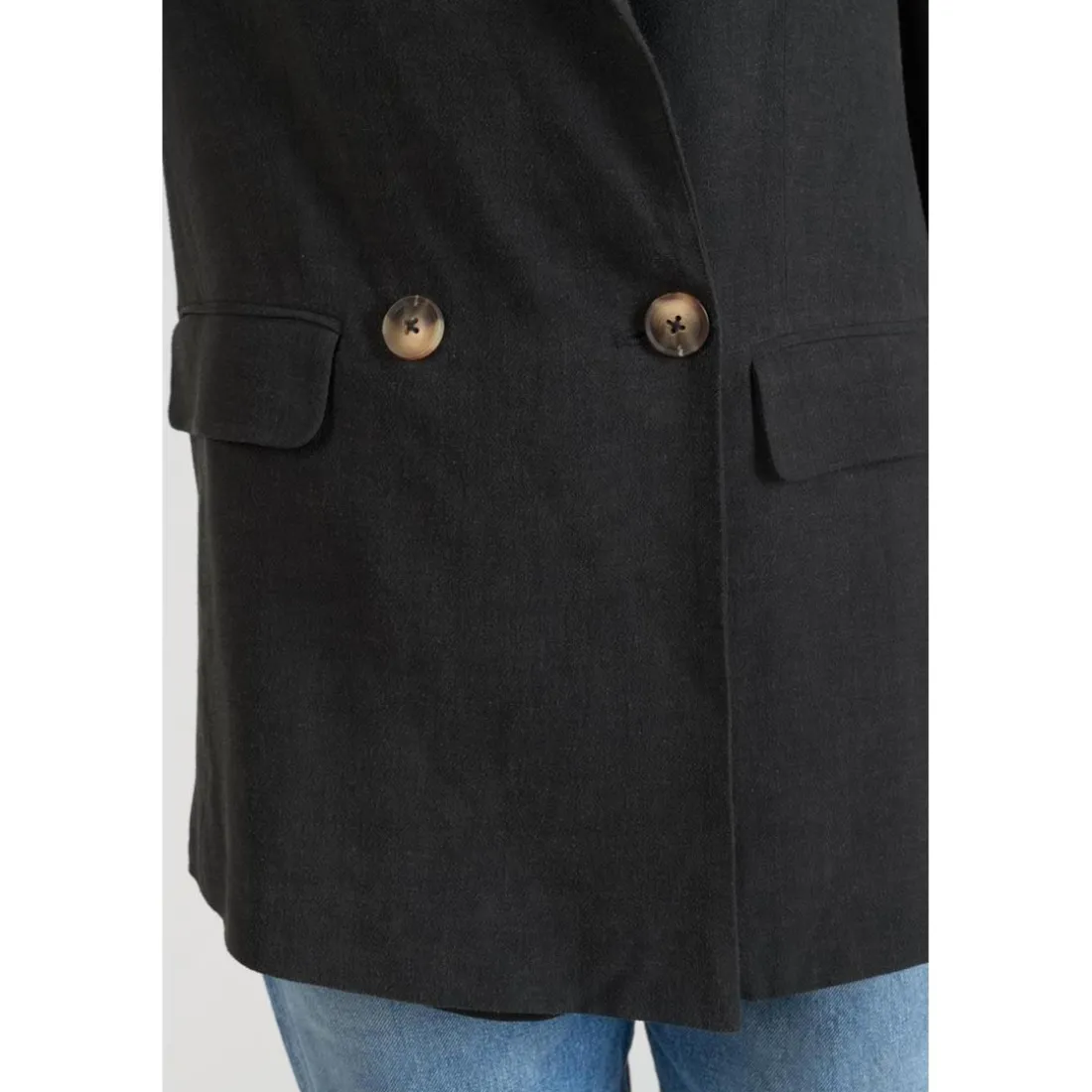 Veste blazer Bek noire en coton