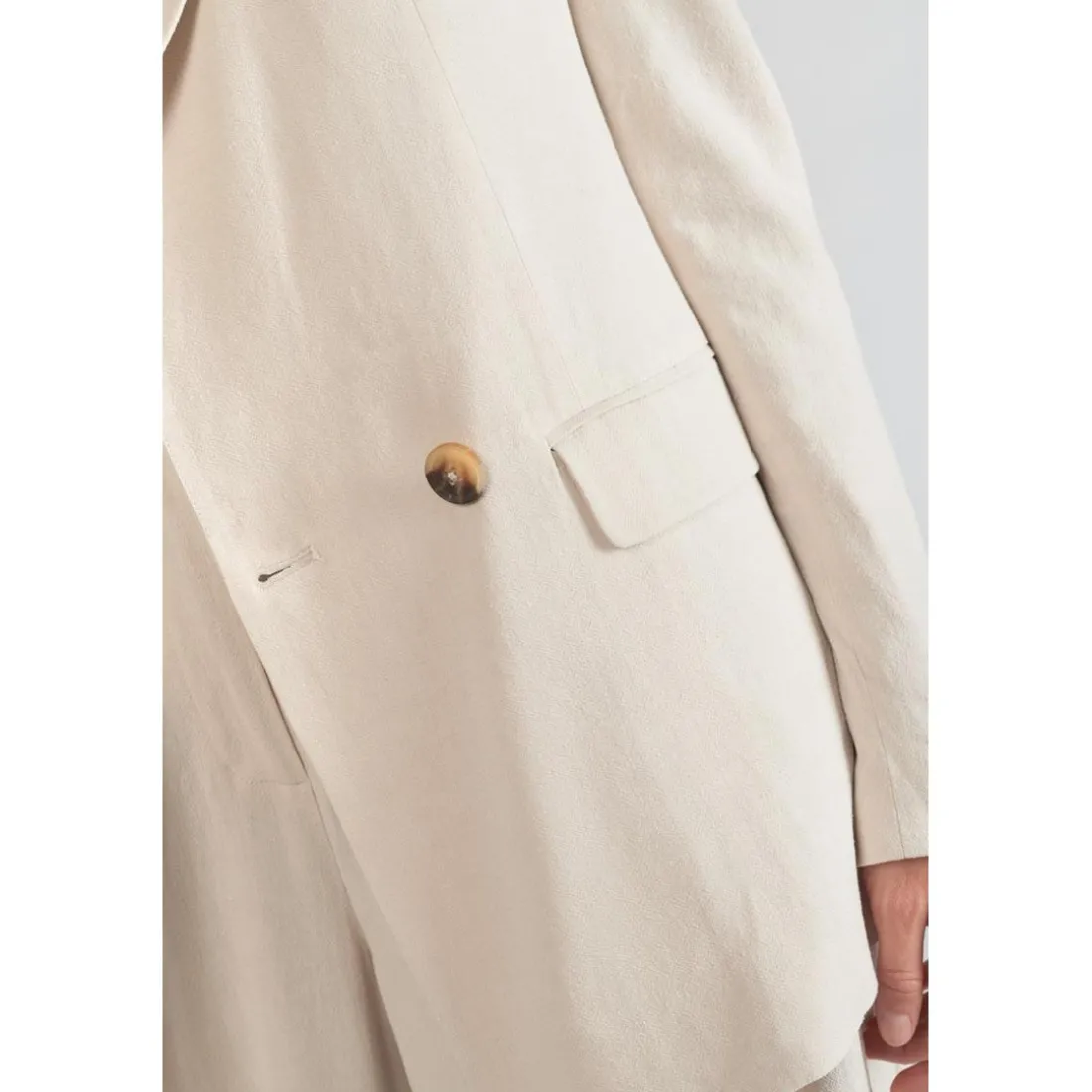 Veste blazer Bek sable blanc en coton