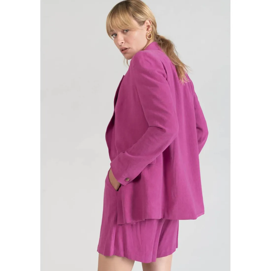 Veste blazer Bek violine rose en coton