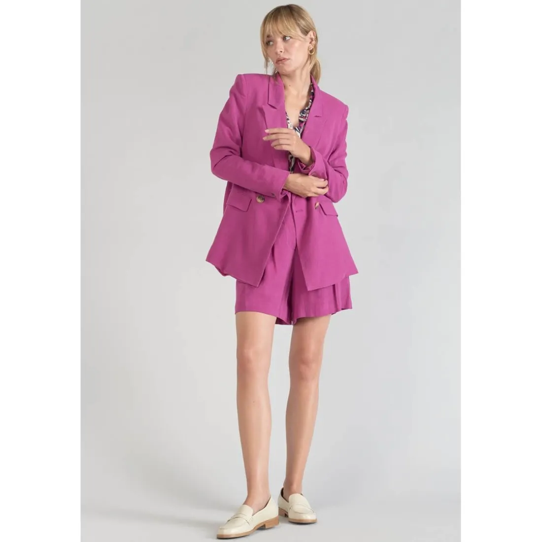 Veste blazer Bek violine rose en coton