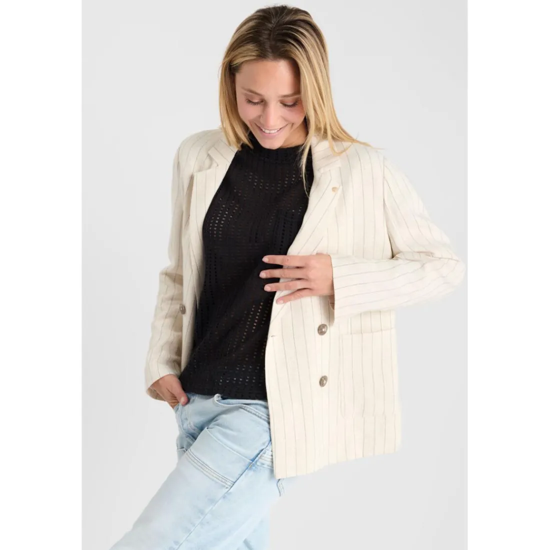 Veste blazer MERIDA beige en viscose Noémie
