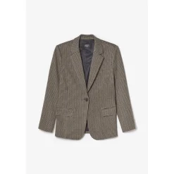 Veste blazer Zoyagi à motif pied de poule beige pour femme