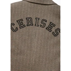 Veste blazer Zoyagi à motif pied de poule beige pour femme