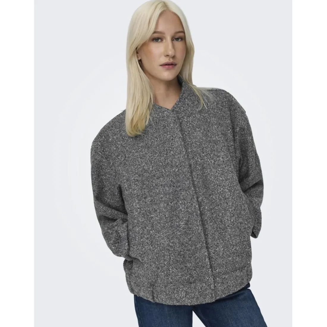 Veste bomber col rond gris foncé Lyra