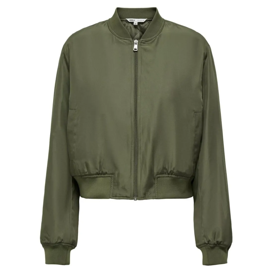 Veste bomber court col rond vert Ines