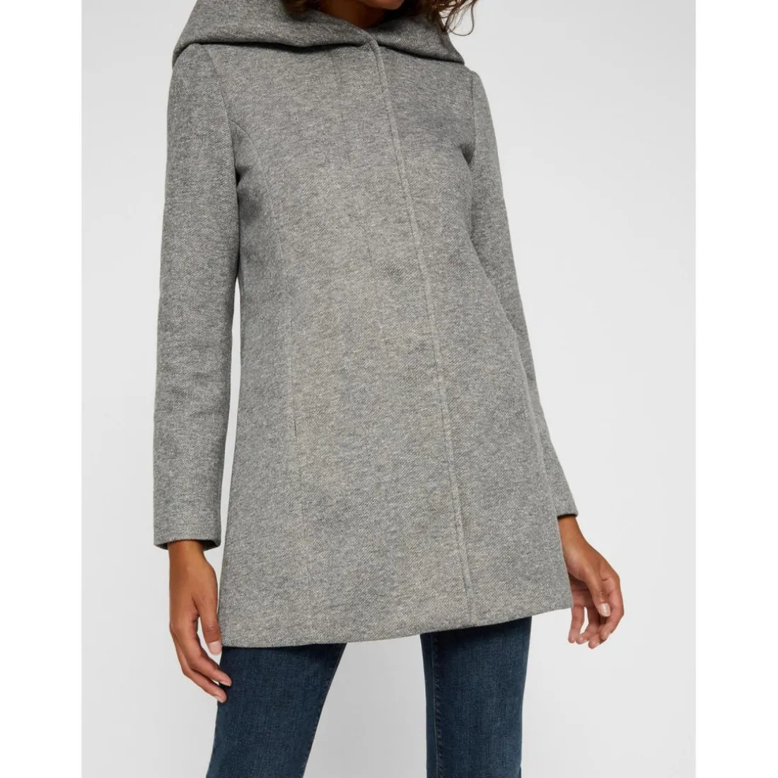 Veste Capuche Manches longues Au-dessus du genou gris