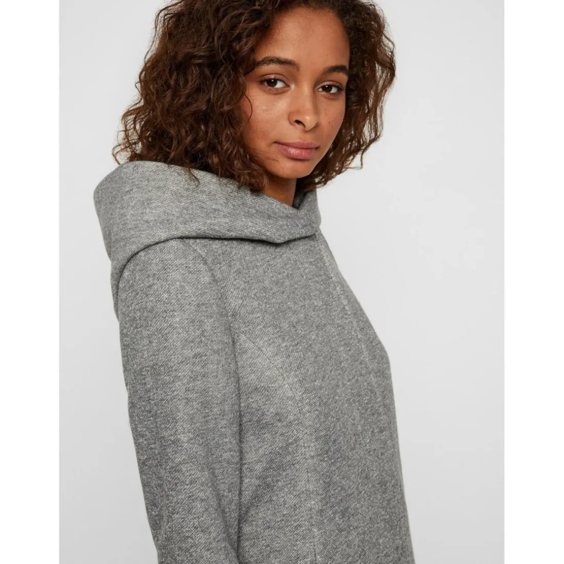Veste Capuche Manches longues Au-dessus du genou gris