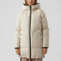 Veste Capuche Manches longues Au-dessus du genou beige