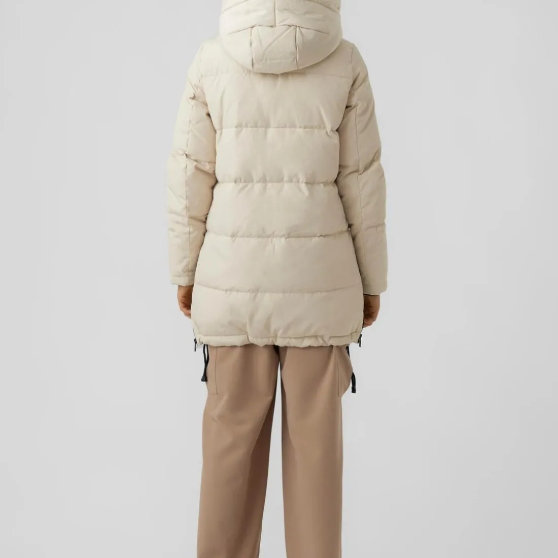 Veste Capuche Manches longues Au-dessus du genou beige