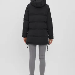 Veste Capuche Manches longues Au-dessus du genou noir Ruth