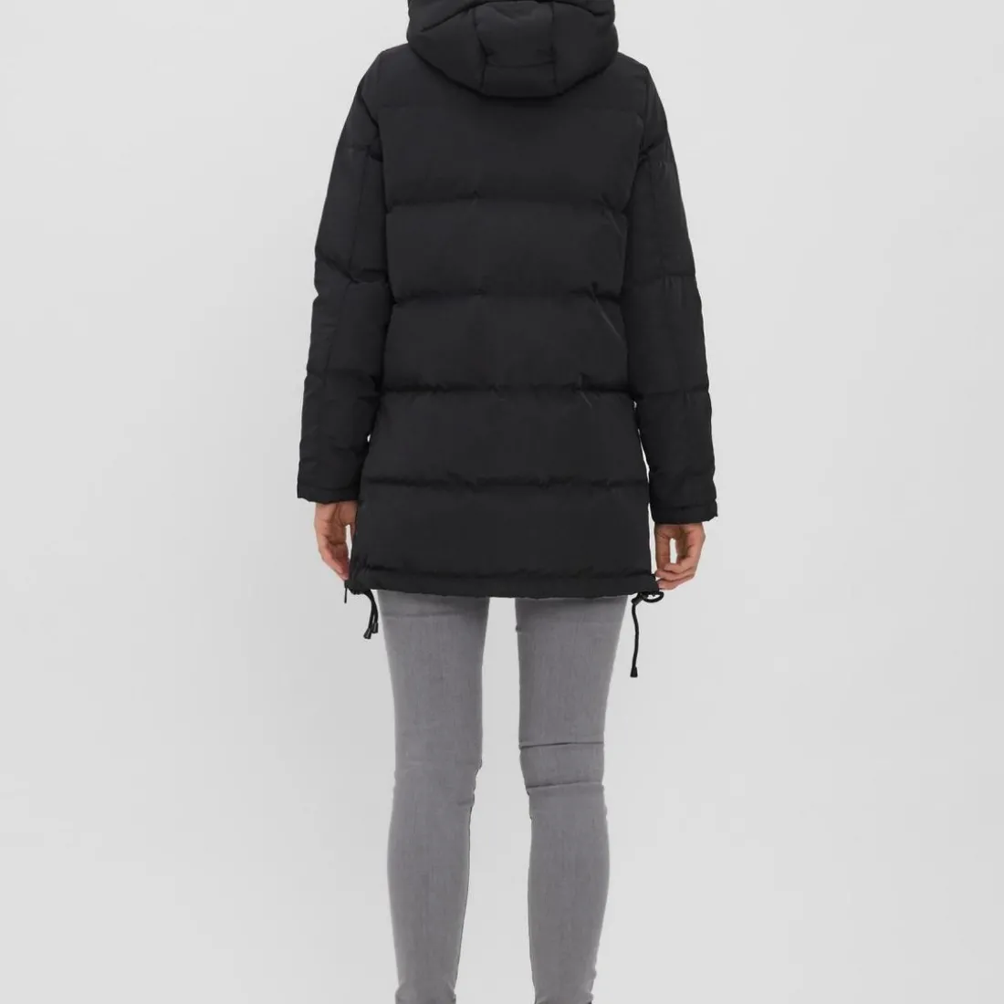 Veste Capuche Manches longues Au-dessus du genou noir Ruth