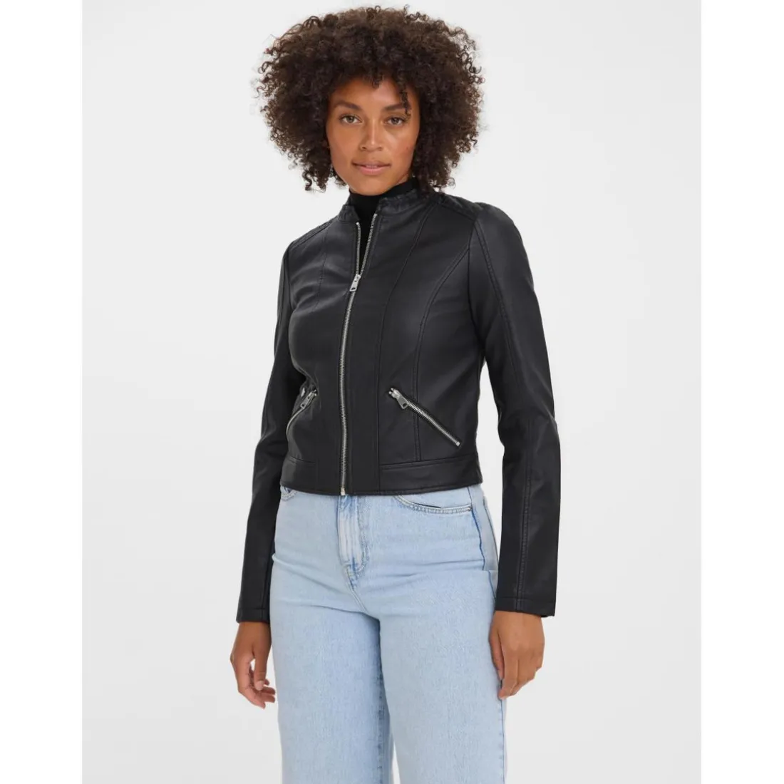 Veste Col haut Manches longues noir en viscose