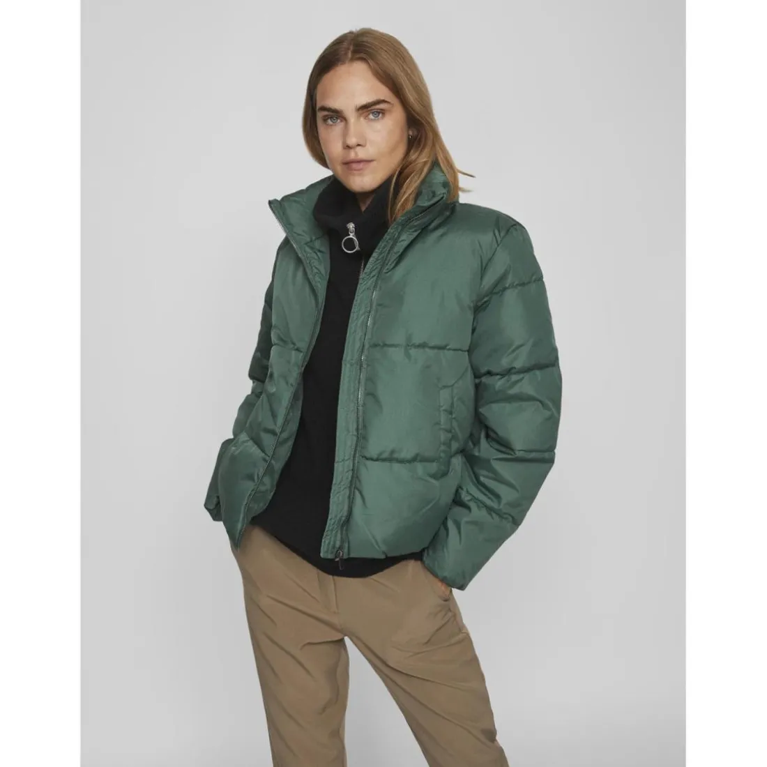 Veste col montant haut vert foncé