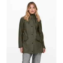 Veste de pluie Imperméable à l'eau Capuche Cordon de serrage à l'ourlet vert