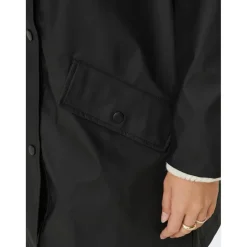 Veste de pluie Imperméable à l'eau Capuche Cordon de serrage à l'ourlet noir