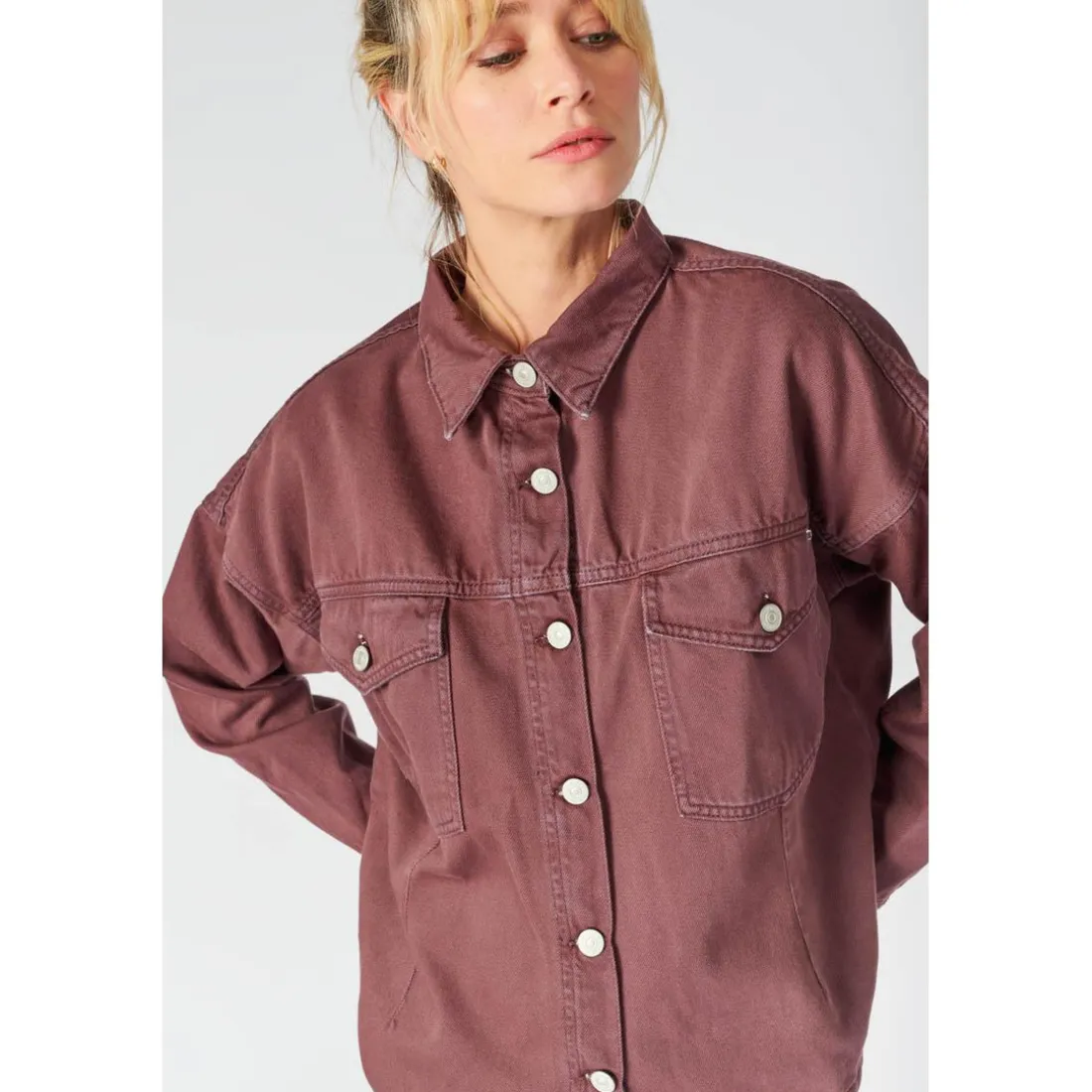 Veste Eliza en jeans lie de vin violet