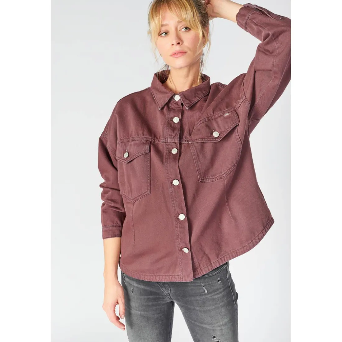 Veste Eliza en jeans lie de vin violet