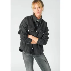 Veste Eliza en jeans noir délavé