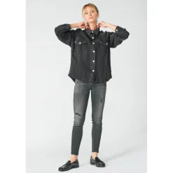 Veste Eliza en jeans noir délavé
