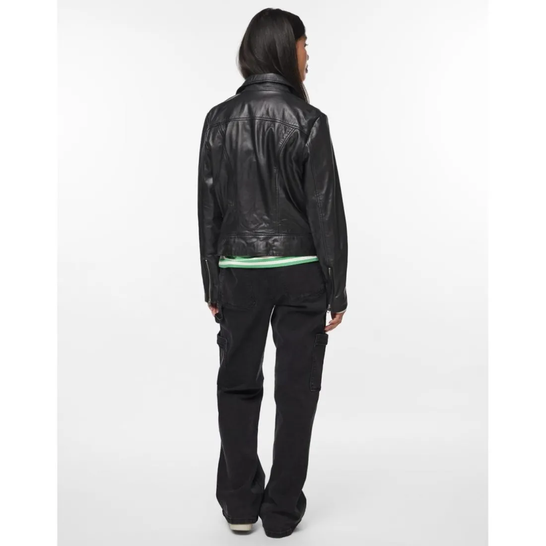 Veste en cuir noir Gia