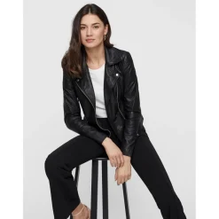 Veste en cuir noir Trix