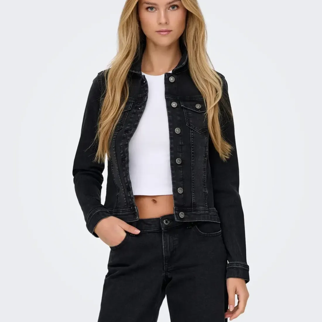 Veste en Jean noir mat Léa