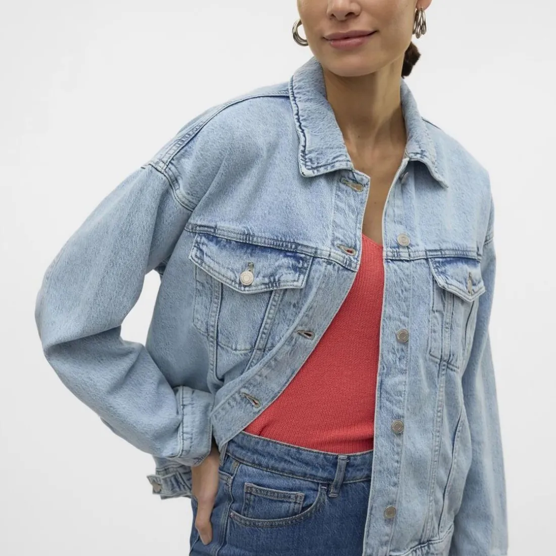 Veste en jean oversize Tessa bleu clair Mila