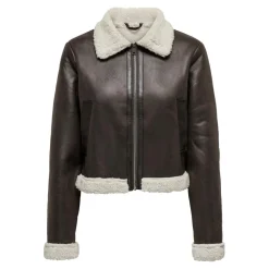 Veste en similicuir col italien gris moyen Kara