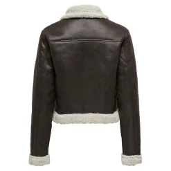 Veste en similicuir col italien gris moyen Kara