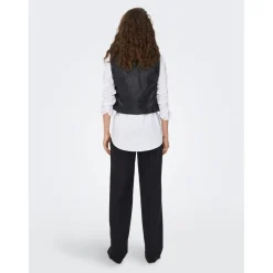 Veste en similicuir Col motard Sans manches noir