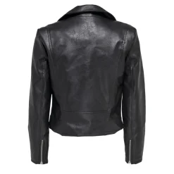 Veste en similicuir col motard noir Maud