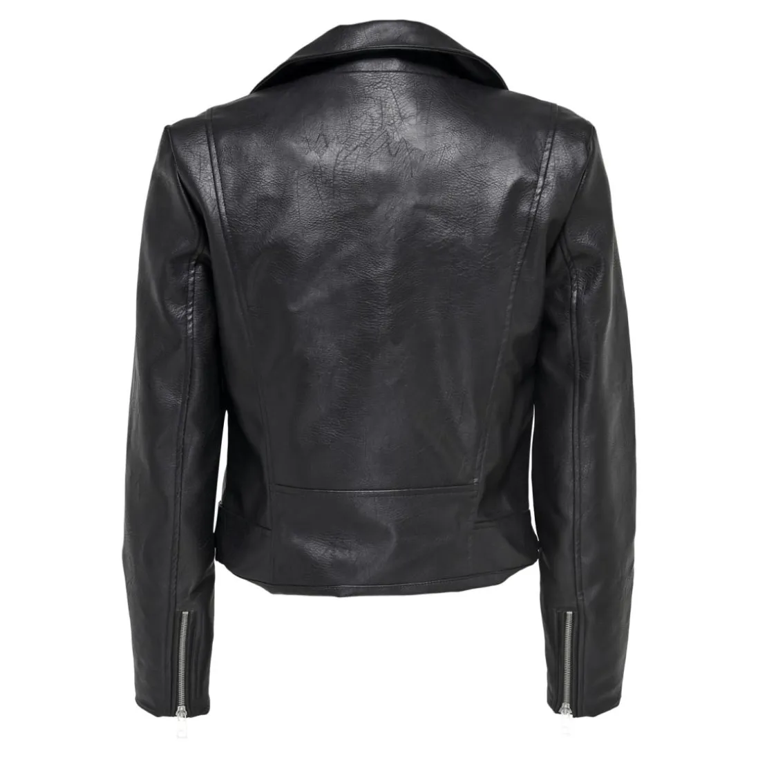 Veste en similicuir col motard noir Maud