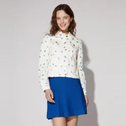 Veste imprimé fleurs bleues écru en coton