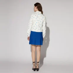 Veste imprimé fleurs bleues écru en coton