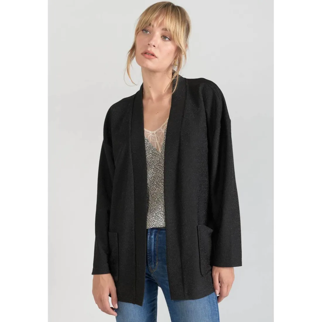 Veste kimono Sobrado noir brillant