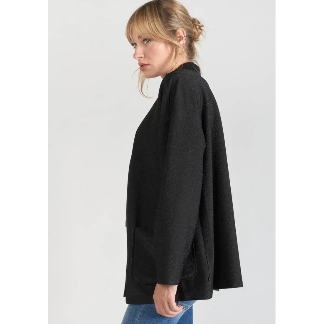 Veste kimono Sobrado noir brillant