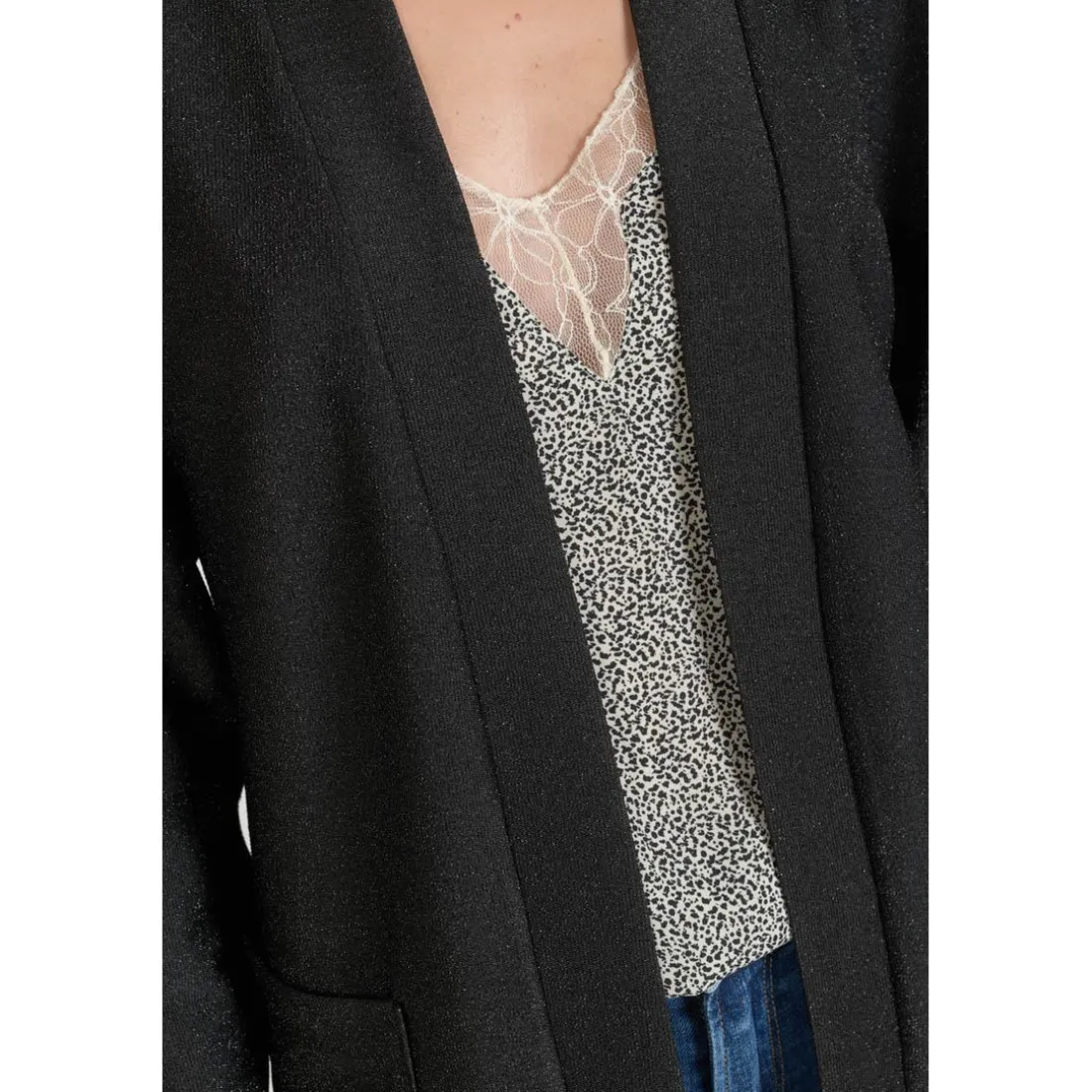 Veste kimono Sobrado noir brillant
