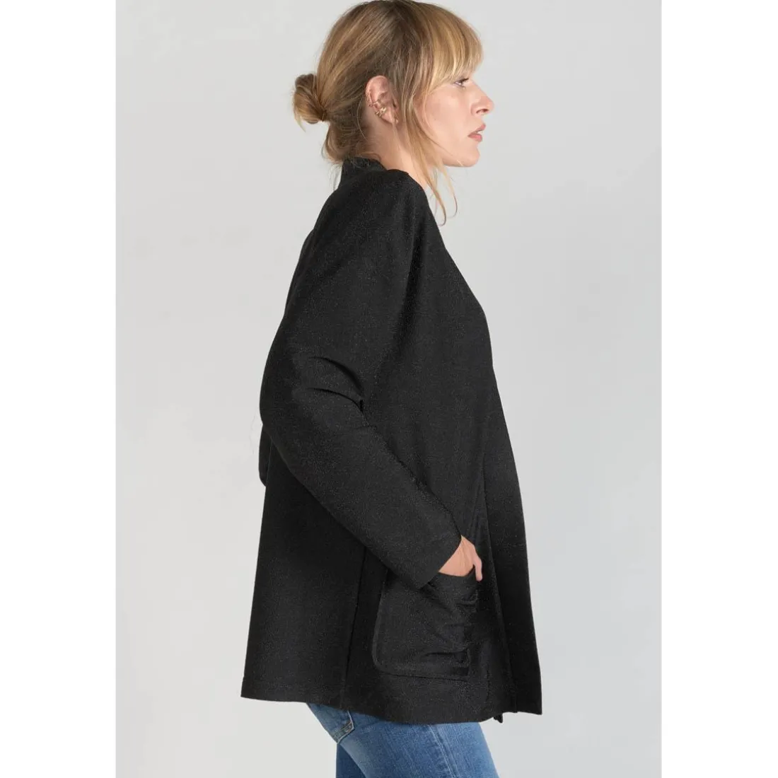 Veste kimono Sobrado noir brillant