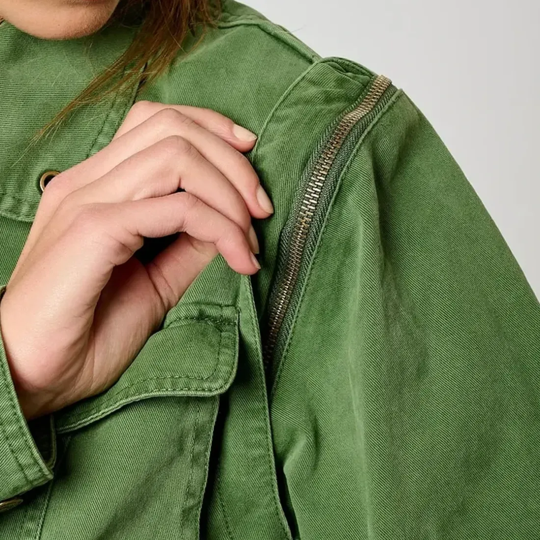Veste manches amovibles VIRIL kaki en coton