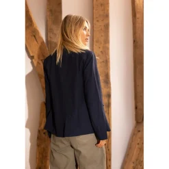 Veste manches longues bouton métal doublée femme - Bleu