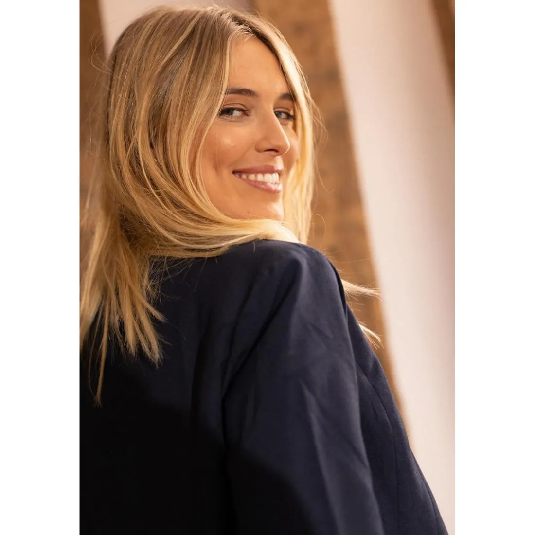 Veste manches longues bouton métal doublée femme - Bleu