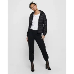 Veste matelassée Col montant haut Manches longues noir en nylon
