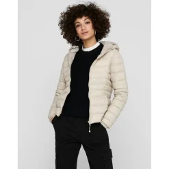 Veste matelassée Col montant haut Manches longues beige en nylon
