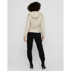 Veste matelassée Col montant haut Manches longues beige en nylon