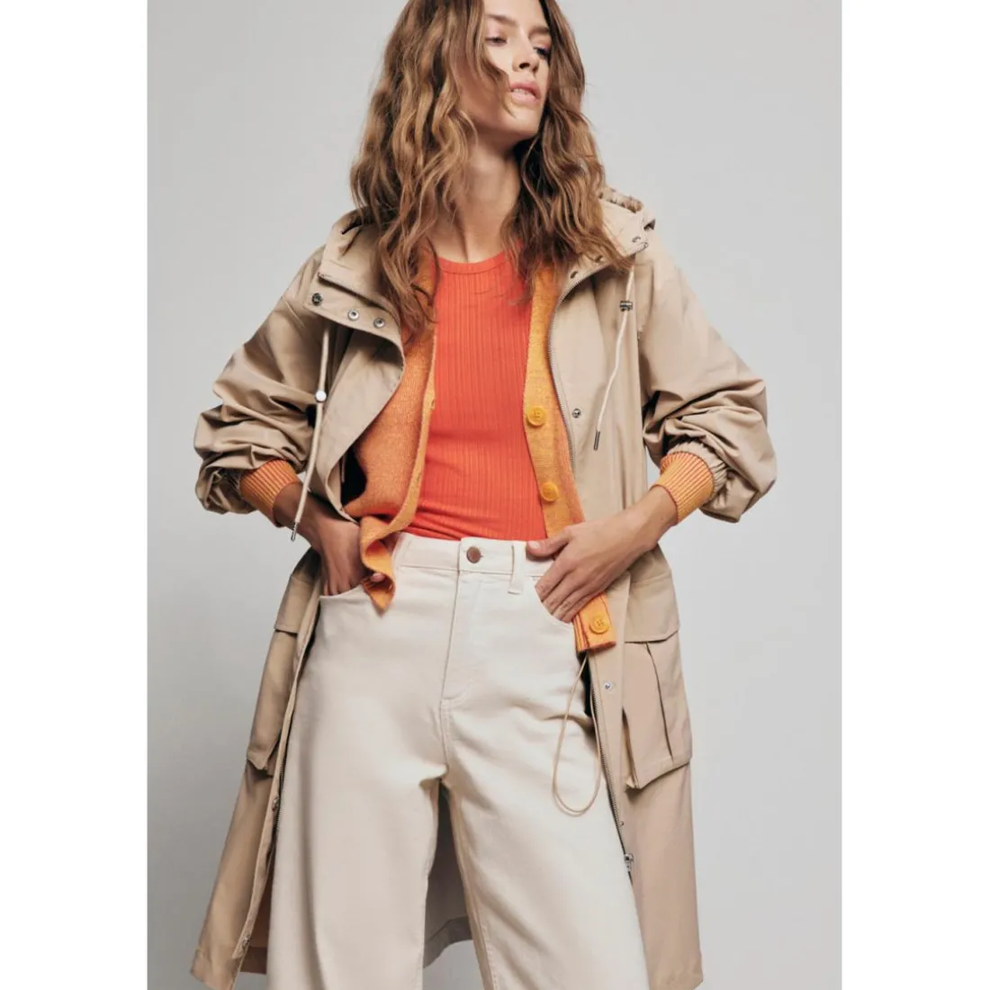 Veste poignets ou bas élastiqués col rond gris
