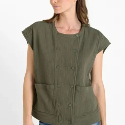 Veste sans manches coupe ample ELIAS kaki en coton Mila