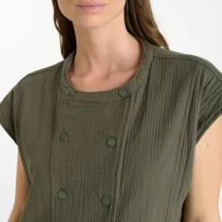 Veste sans manches coupe ample ELIAS kaki en coton Mila