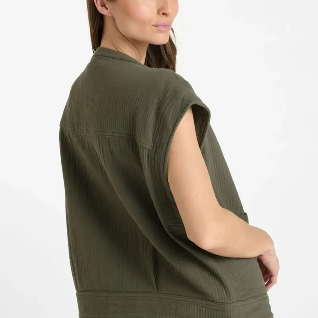 Veste sans manches coupe ample ELIAS kaki en coton Mila