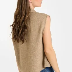 Veste sans manches en tweed ARLEY beige Cleo
